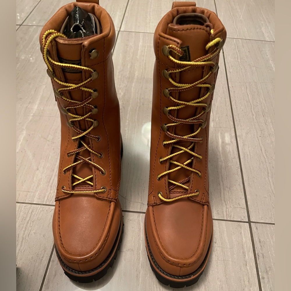 ~ SOLD~ New - Mens Polo Ralph Lauren Brown Leather Boots SZ 8 1/2 D